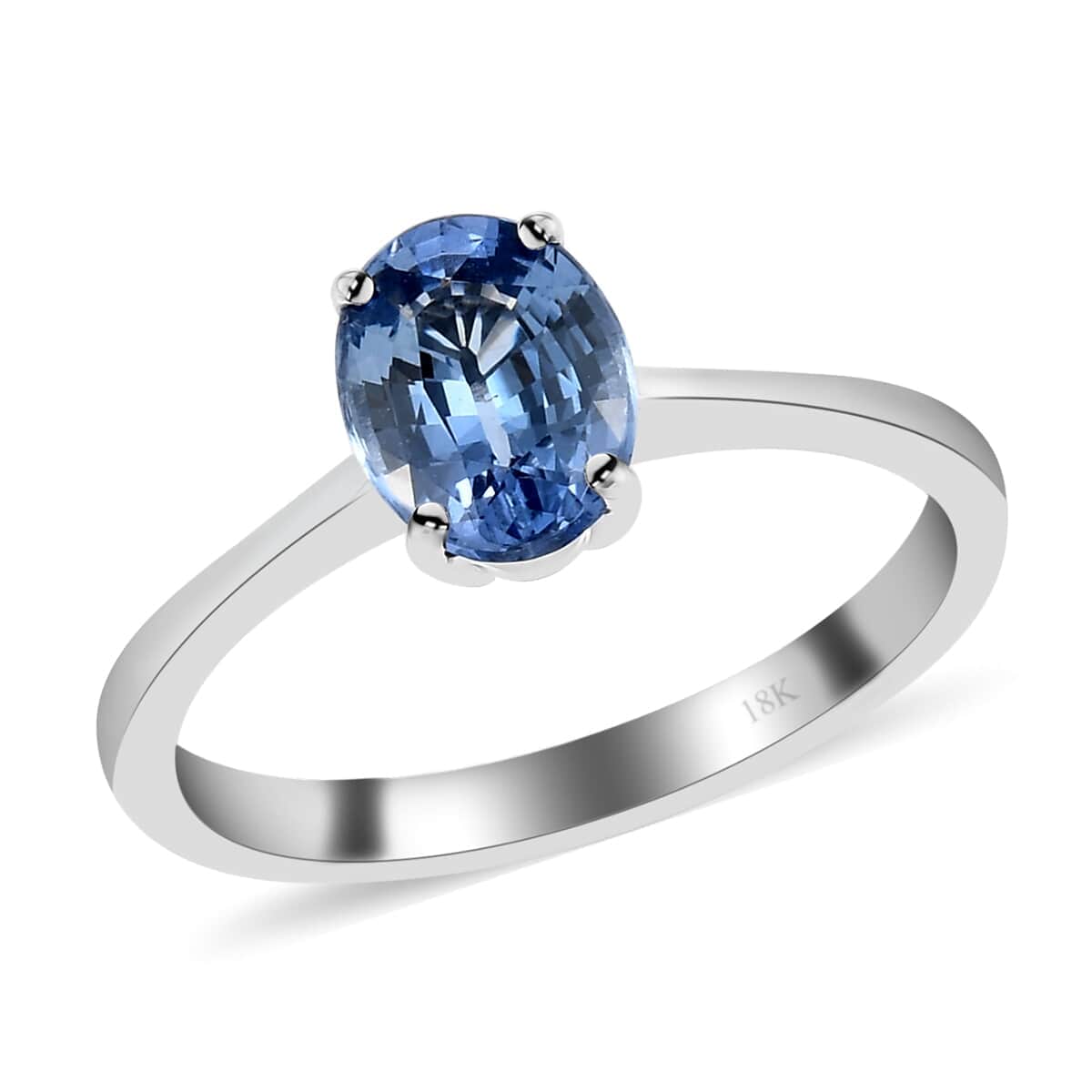 Iliana 18K White Gold AAA Royal Ceylon Sapphire Solitaire Ring (Size 9.5) 1.40 ctw image number 0