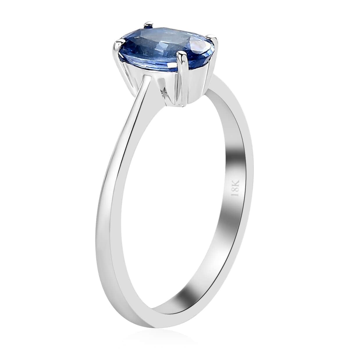 Iliana 18K White Gold AAA Royal Ceylon Sapphire Solitaire Ring (Size 9.5) 1.40 ctw image number 3