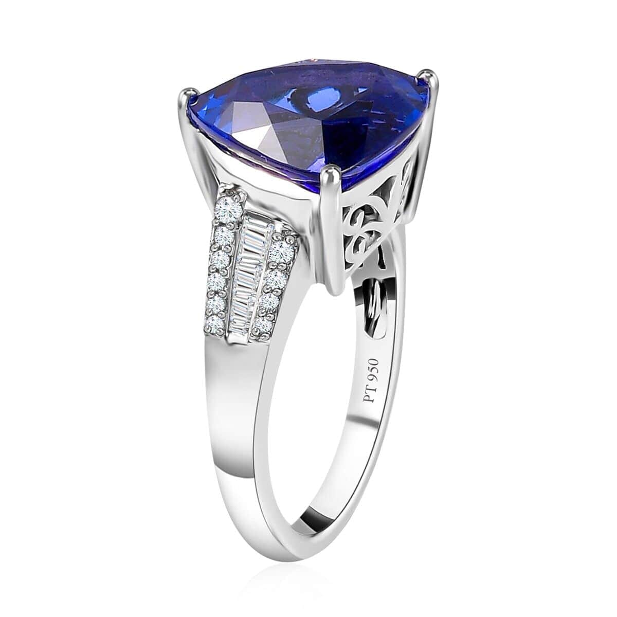 Rhapsody 950 Platinum AAAA Tanzanite and E-F VS2 Diamond Ring (Size 10.5) 8.10 Grams 7.75 ctw image number 3