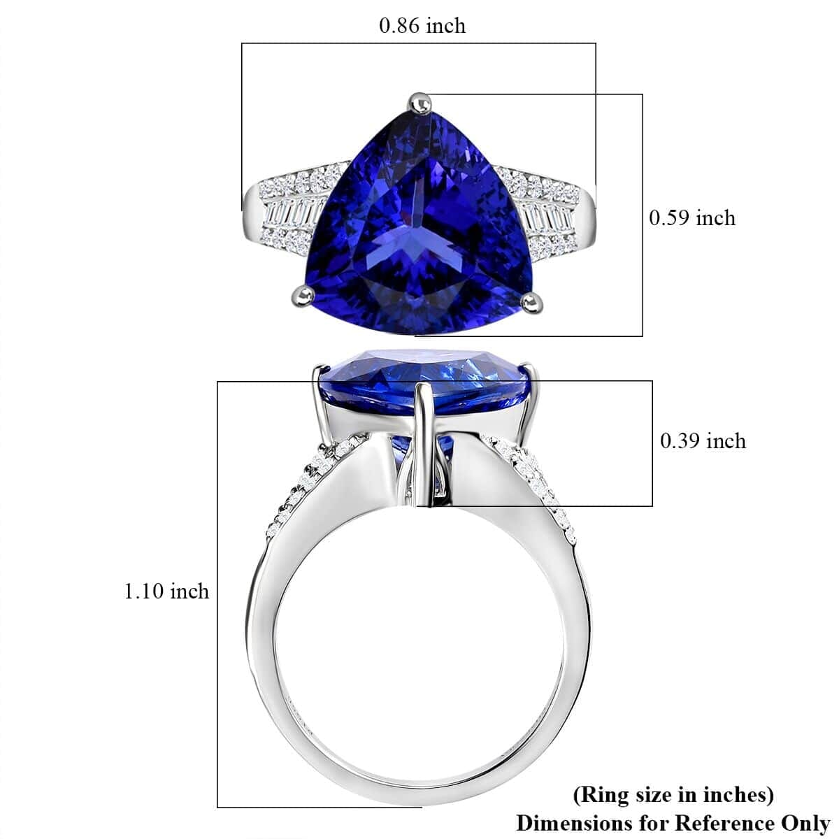 Rhapsody 950 Platinum AAAA Tanzanite and E-F VS2 Diamond Ring (Size 10.5) 8.10 Grams 7.75 ctw image number 5