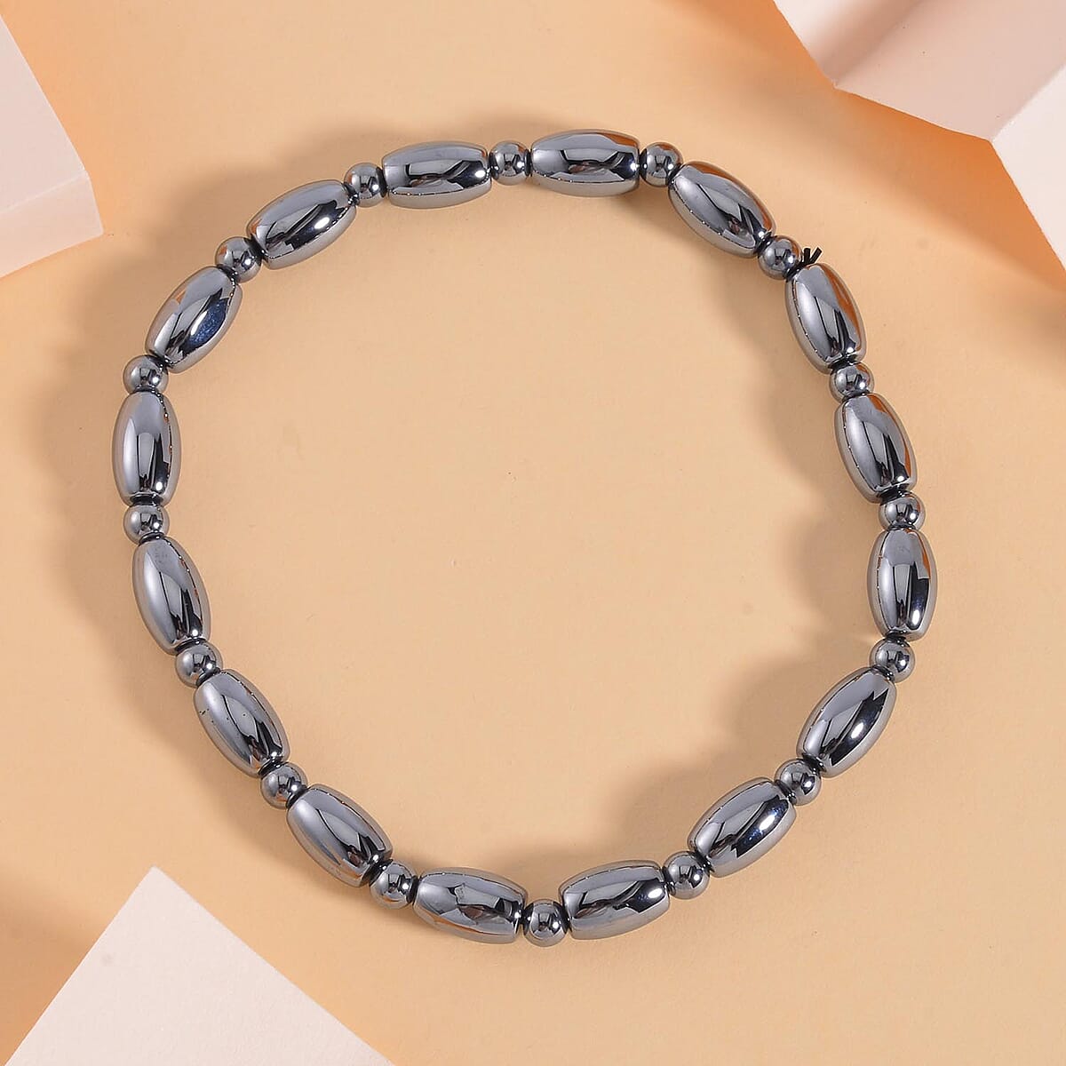 Terahertz Rice and Beaded Stretch Anklet 73.35 ctw image number 1