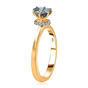 Iliana 18K Yellow Gold AAA Santa Maria Aquamarine and G-H SI Diamond Ring (Size 10.0) 0.75 ctw