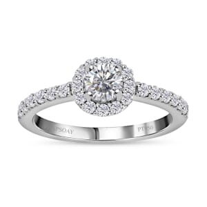 RHAPSODY IGI Certified 950 Platinum Diamond E-F VS Ring (Size 8.0) 4.70 Grams 1.00 ctw