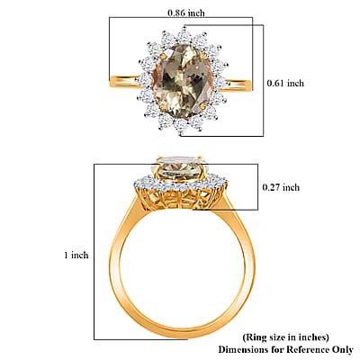 Iliana 18K Yellow Gold AAA Turkizite and G-H SI Diamond Halo Ring (Size 9.0) 3.75 ctw