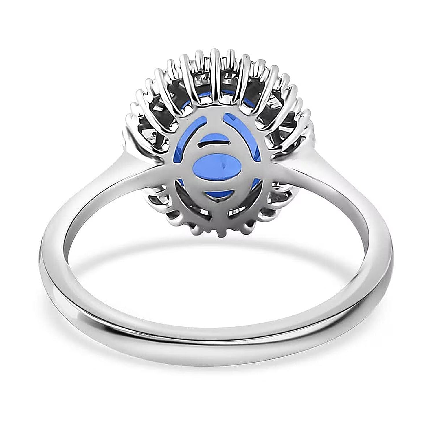 Iliana AAA Royal Ceylon Sapphire and G-H SI Diamond 1.75 ctw Halo Ring in 18K White Gold (Size 5.5)