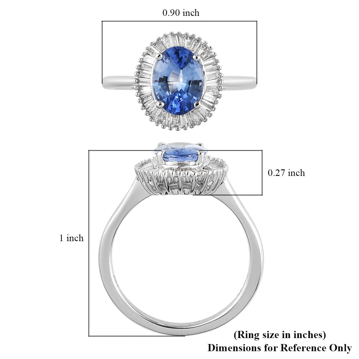 Iliana AAA Royal Ceylon Sapphire and G-H SI Diamond 1.75 ctw Halo Ring in 18K White Gold (Size 6.5) image number 5