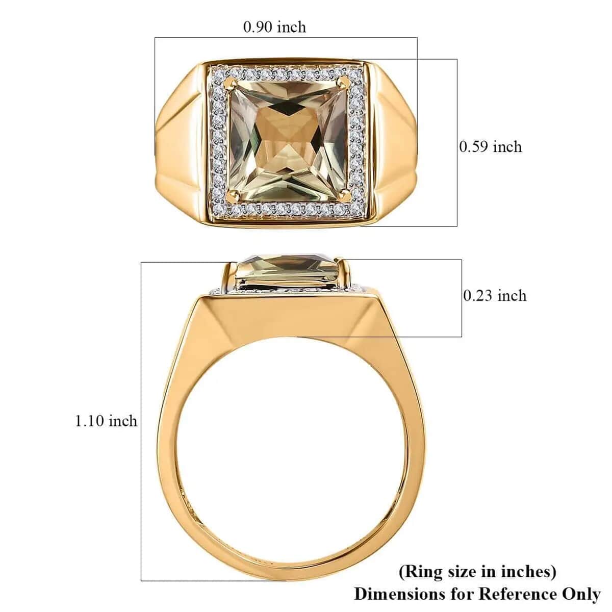 Luxoro 14K Yellow Gold AAA Turkizite and G-H I3 Diamond Men's Ring (Size 10.0) 8.50 Grams 4.30 ctw image number 6