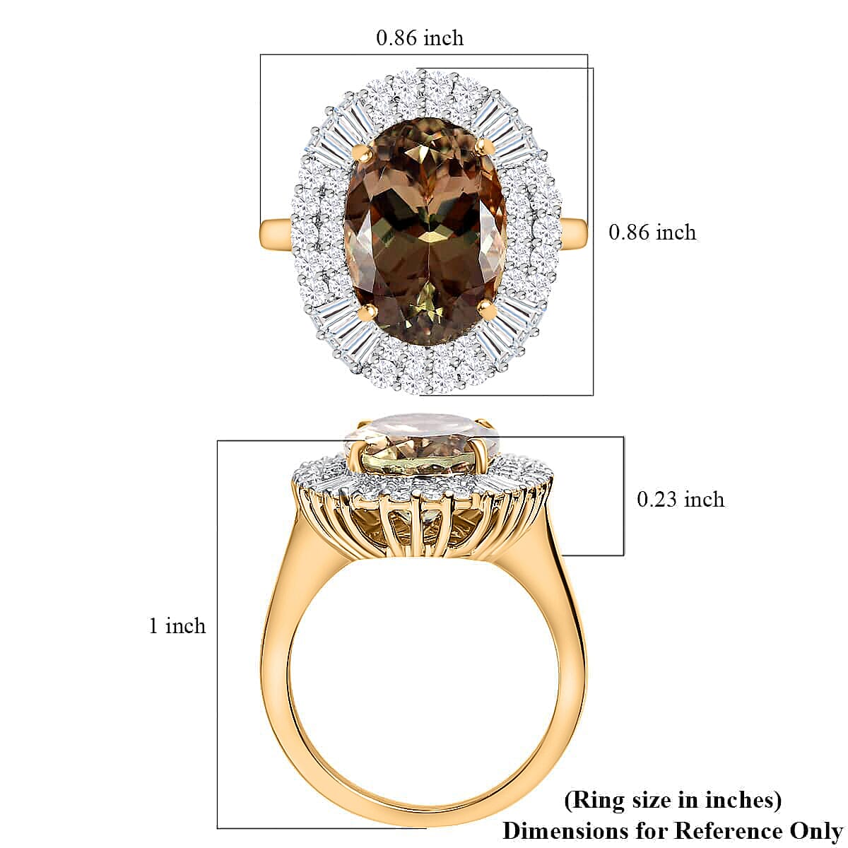 Iliana 18K Yellow Gold AAA Turkizite and G-H SI Diamond Ring (Size 8.0) 6.25 Grams 7.85 ctw image number 5