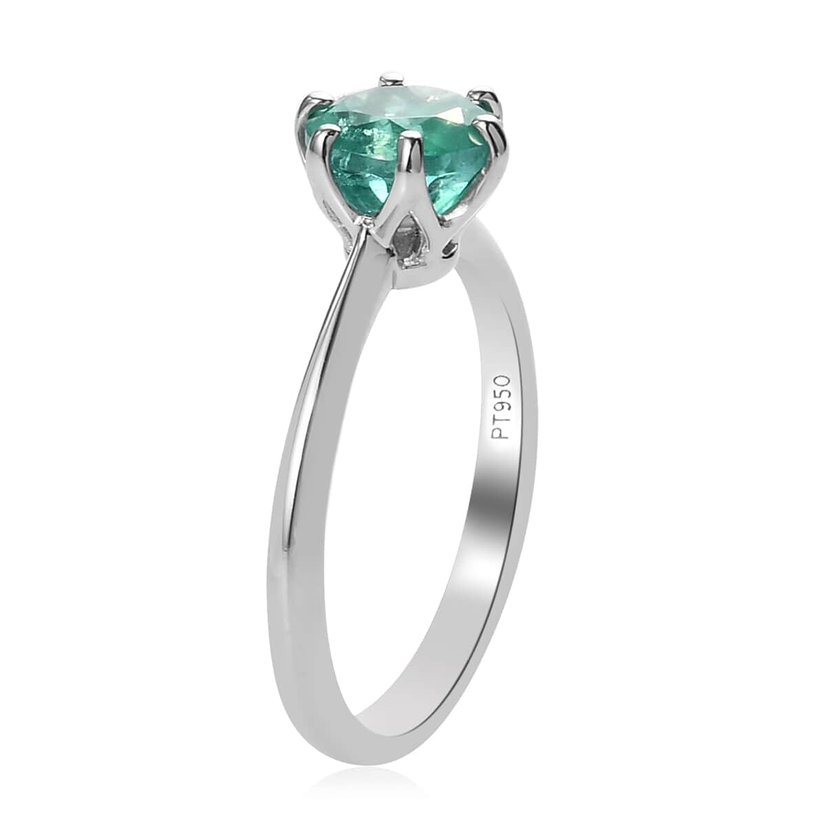 Rhapsody 950 Platinum AAAA Kagem Zambian Emerald Solitaire Ring (Size 5.5) 4.40 Grams 1.00 ctw image number 3