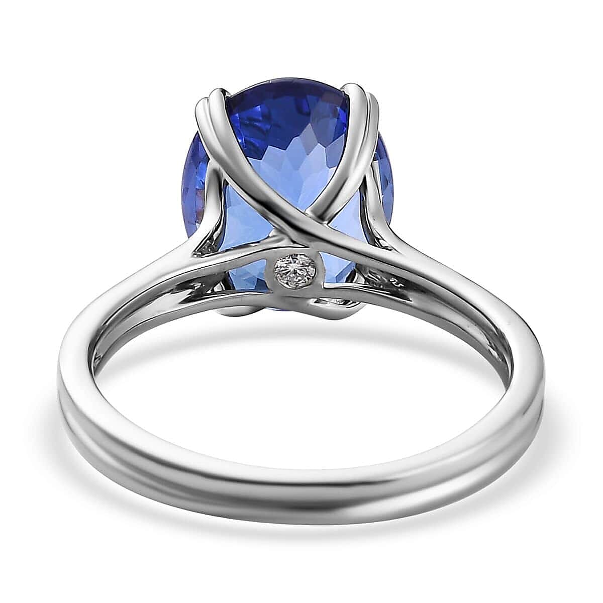 Certified & Appraised Rhapsody 950 Platinum AAAA Tanzanite and E-F VS Diamond Solitaire Ring (Size 8.5) 5 Grams 5.00 ctw image number 4