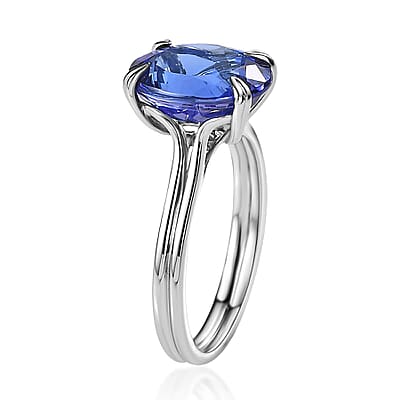 Certified & Appraised Rhapsody 950 Platinum AAAA Tanzanite and E-F VS Diamond Solitaire Ring (Size 11.0) 5 Grams 5.00 ctw