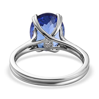 Certified & Appraised Rhapsody 950 Platinum AAAA Tanzanite and E-F VS Diamond Solitaire Ring (Size 11.0) 5 Grams 5.00 ctw