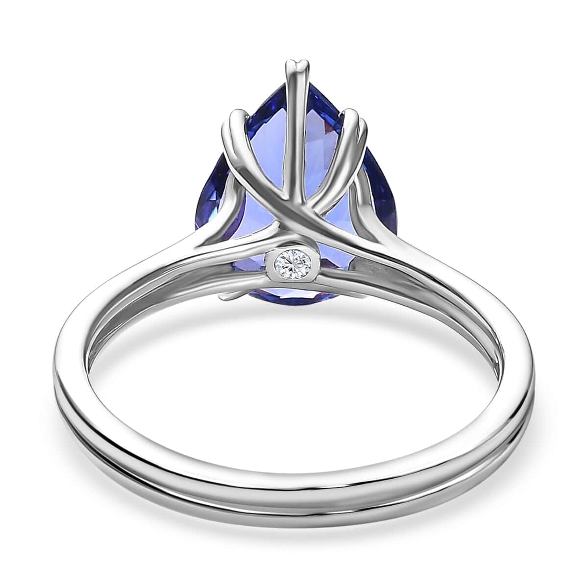 Certified & Appraised Rhapsody 950 Platinum AAAA Tanzanite and E-F VS2 Diamond Solitaire Ring (Size 7.5) 5.25 Grams 4.80 ctw image number 4