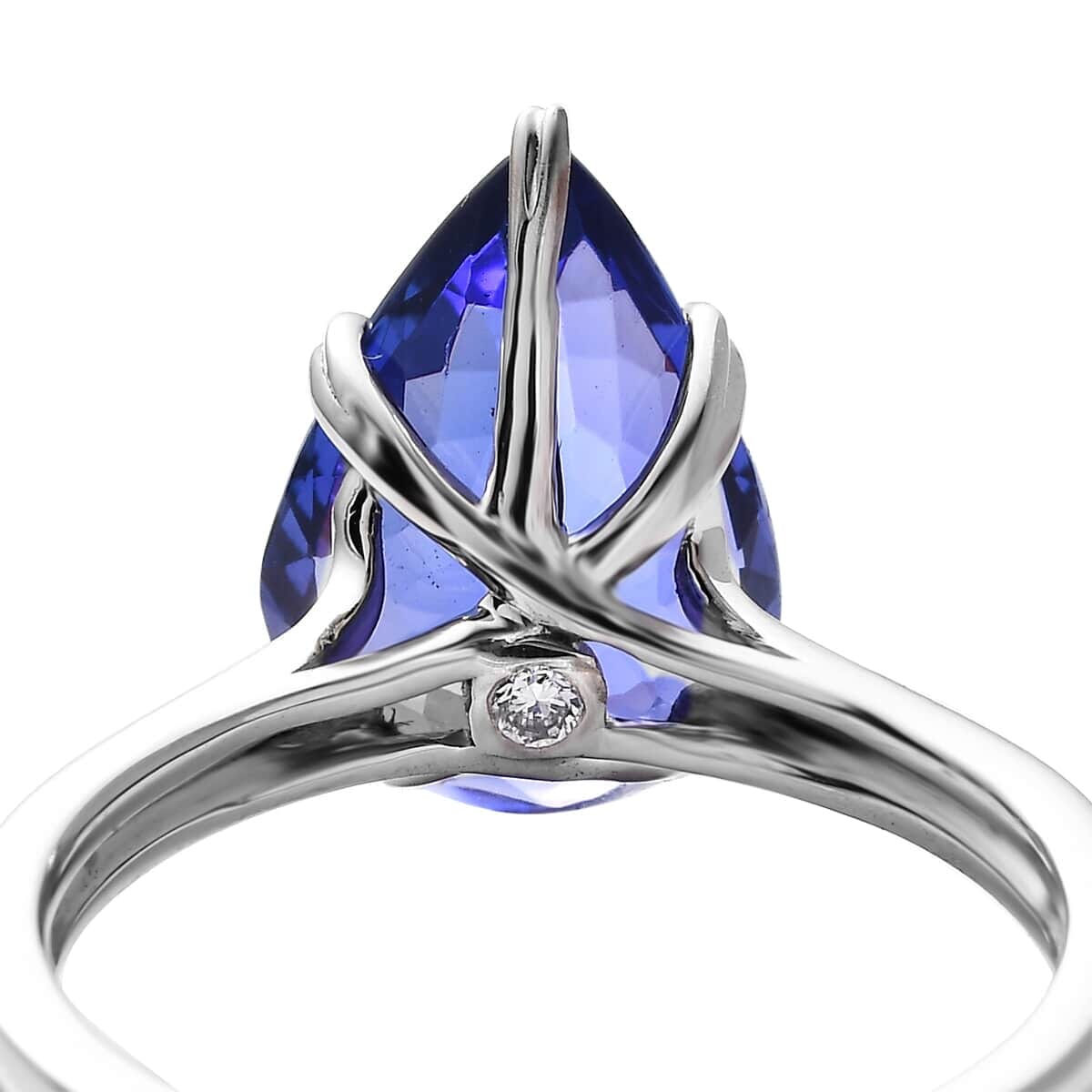 Certified & Appraised Rhapsody 950 Platinum AAAA Tanzanite and E-F VS2 Diamond Solitaire Ring (Size 7.5) 5.25 Grams 4.80 ctw image number 5