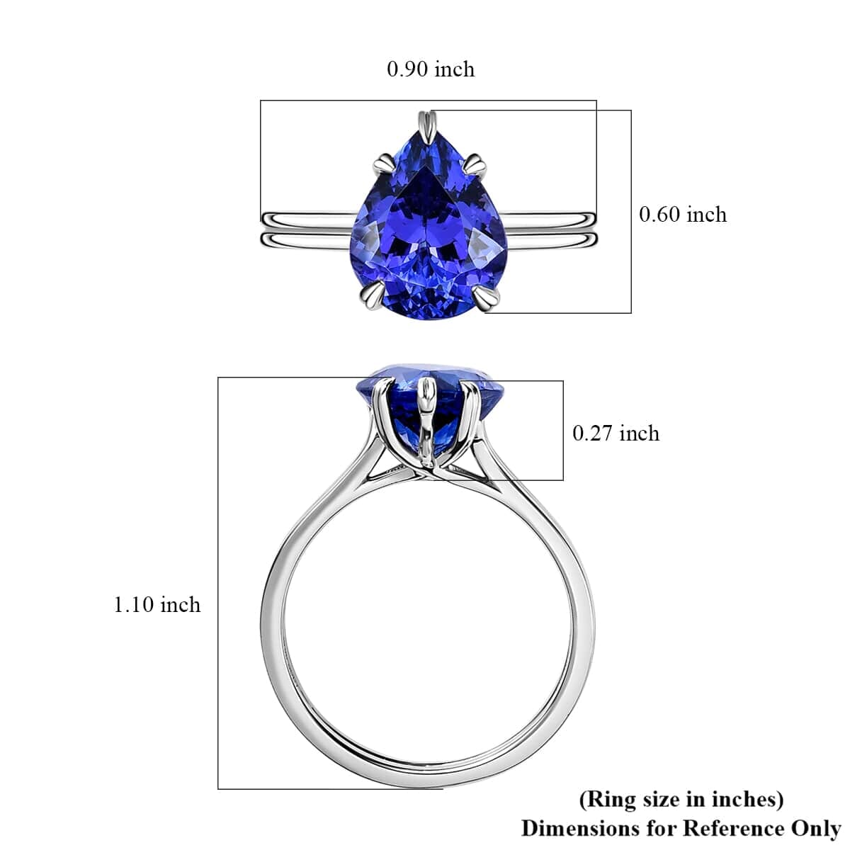 Certified & Appraised Rhapsody 950 Platinum AAAA Tanzanite and E-F VS2 Diamond Solitaire Ring (Size 7.5) 5.25 Grams 4.80 ctw image number 6
