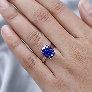 Certified & Appraised Rhapsody 950 Platinum AAAA Tanzanite and E-F VS2 Diamond Solitaire Ring (Size 6.5) 5.25 Grams 5.30 ctw