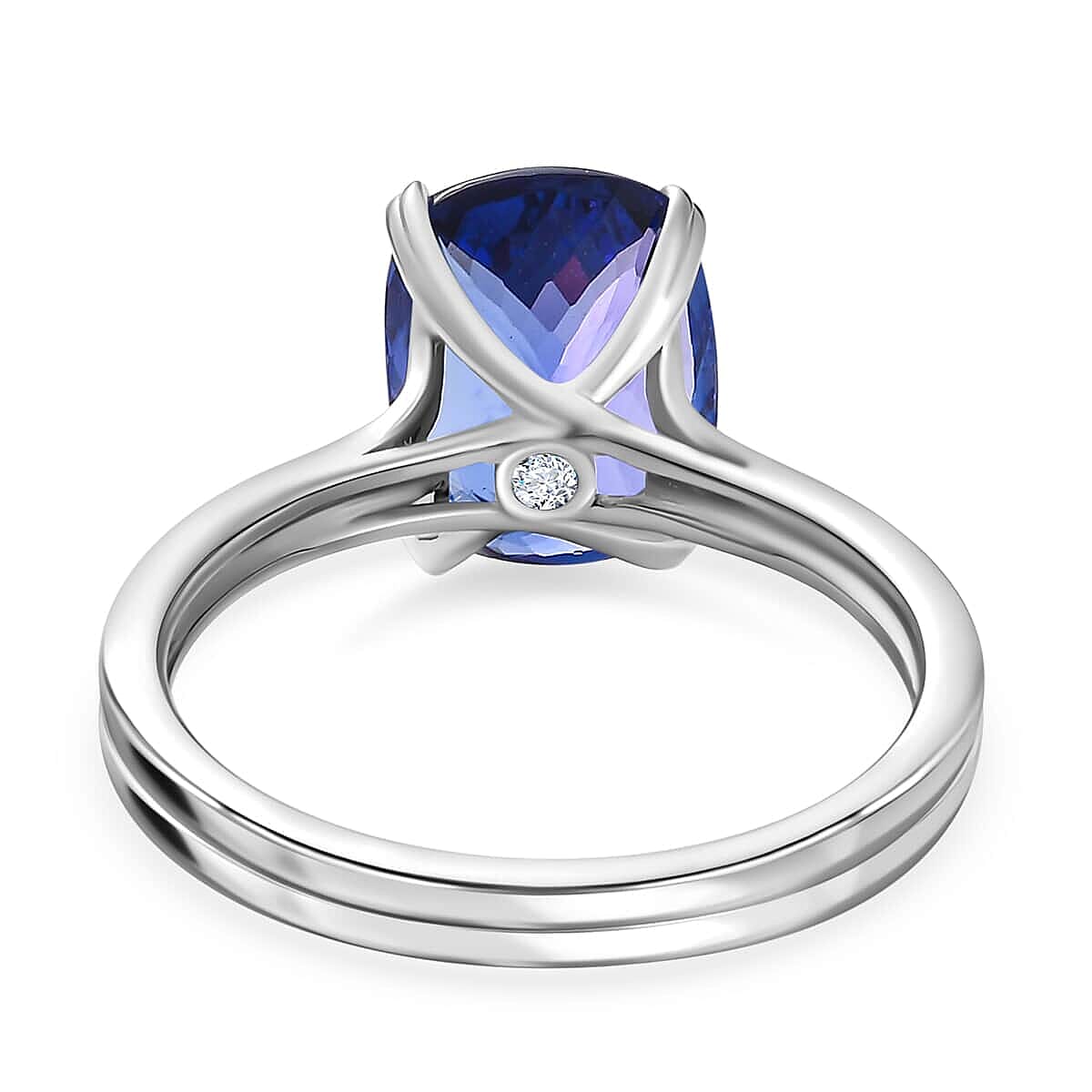 Certified & Appraised Rhapsody 950 Platinum AAAA Tanzanite and E-F VS2 Diamond Solitaire Ring (Size 6.5) 5.25 Grams 5.30 ctw image number 4