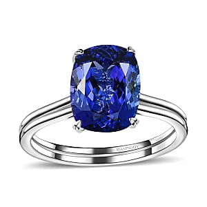 Certified & Appraised Rhapsody 950 Platinum AAAA Tanzanite and E-F VS2 Diamond Solitaire Ring (Size 7.5) 5.25 Grams 5.30 ctw