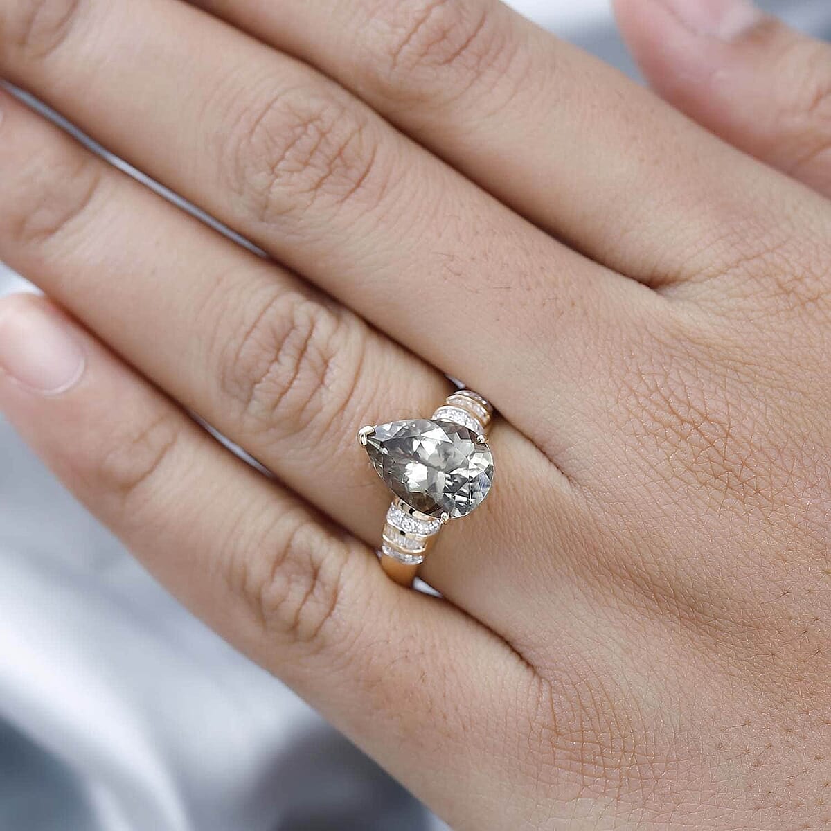 Certified & Appraised Iliana 18K Yellow Gold AAAA Turkizite and G-H SI Diamond Ring (Size 6.0) 5.80 Grams 4.35 ctw image number 2
