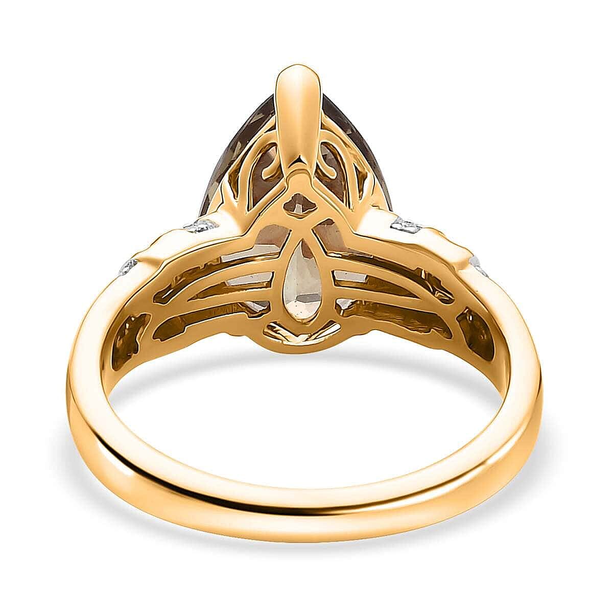 Certified & Appraised Iliana 18K Yellow Gold AAAA Turkizite and G-H SI Diamond Ring (Size 6.0) 5.80 Grams 4.35 ctw image number 4