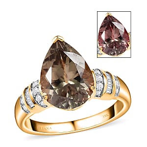 Certified & Appraised Iliana 18K Yellow Gold AAAA Turkizite and G-H SI Diamond Ring (Size 8.0) 5.80 Grams 4.35 ctw