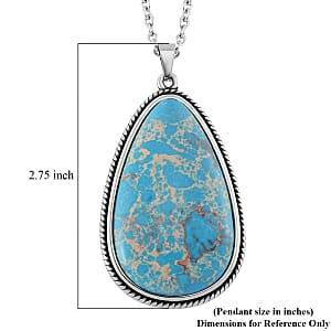 Blue Imperial Jasper 40.00 ctw Necklace in Stainless Steel 24 Inches