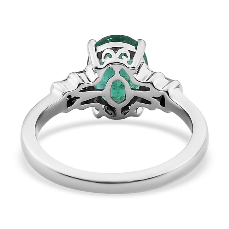 Certified Rhapsody 950 Platinum AAAA Kagem Zambian Emerald and E-F VS Diamond Ring (Size 10.0) 5.50 Grams 1.90 ctw