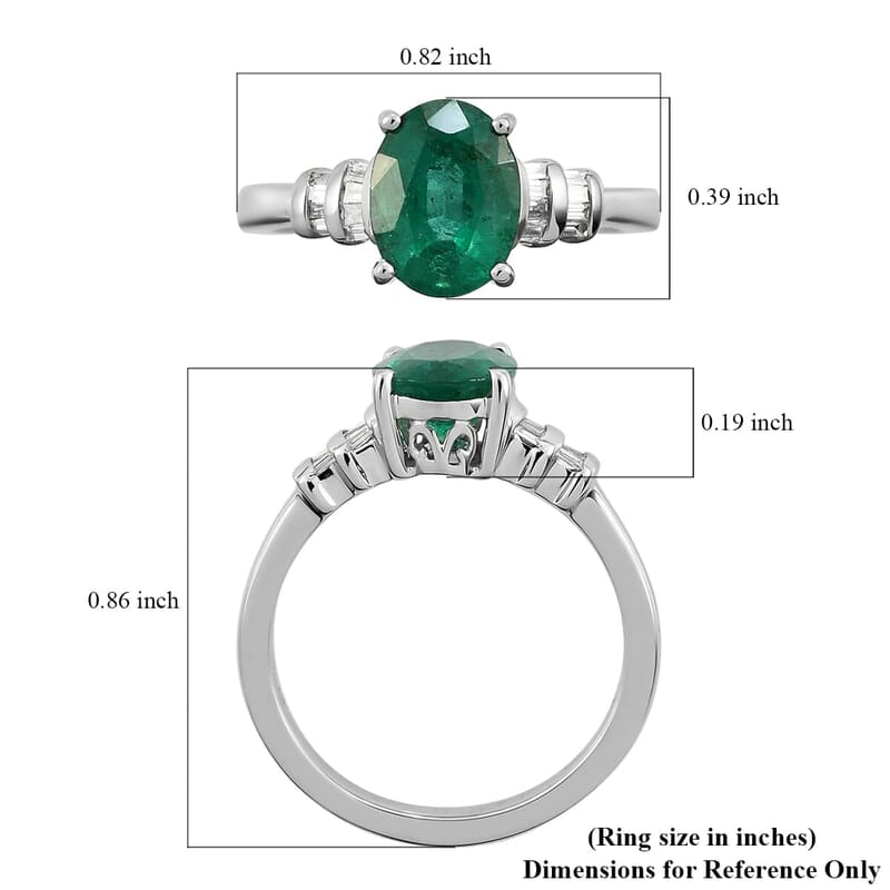 Certified Rhapsody 950 Platinum AAAA Kagem Zambian Emerald and E-F VS Diamond Ring (Size 10.0) 5.50 Grams 1.90 ctw