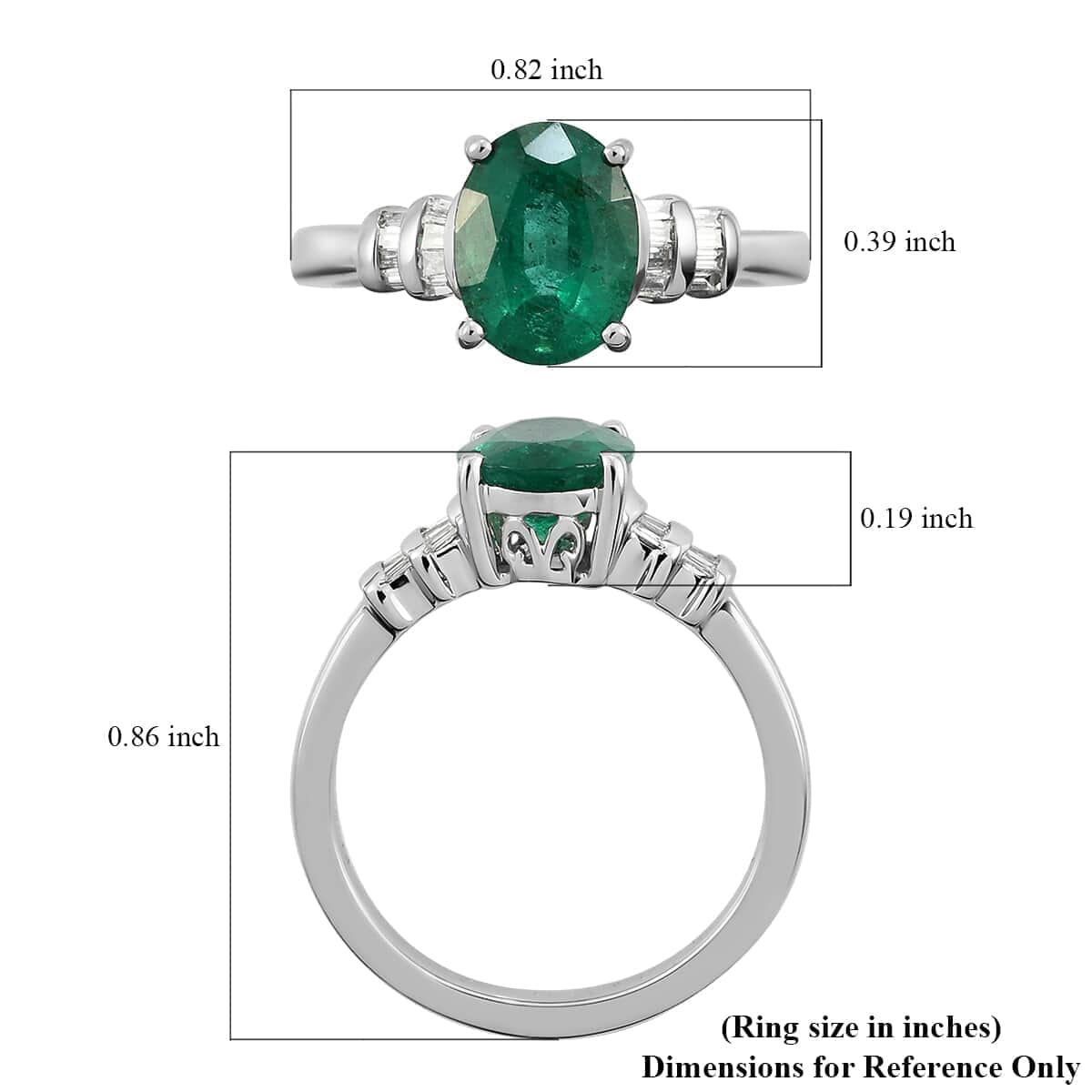 Certified Rhapsody 950 Platinum AAAA Kagem Zambian Emerald and E-F VS Diamond Ring (Size 9.5) 5.50 Grams 1.90 ctw image number 5