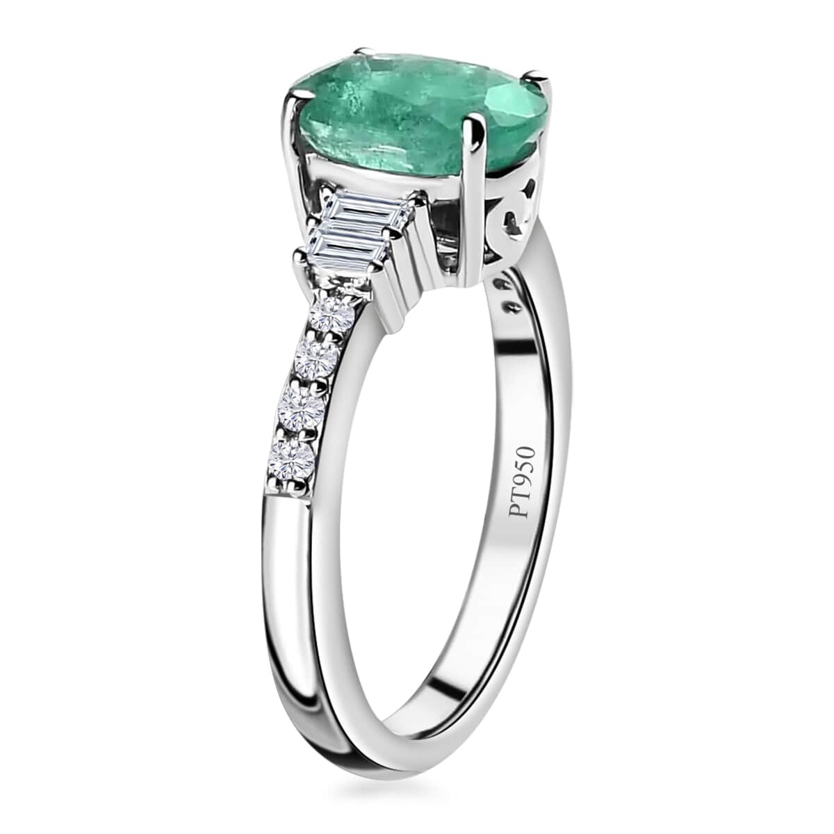 Rhapsody 950 Platinum AAAA Ethiopian Emerald and E-F VS Diamond Ring (Size 10.0) 5.40 Grams 1.90 ctw image number 3