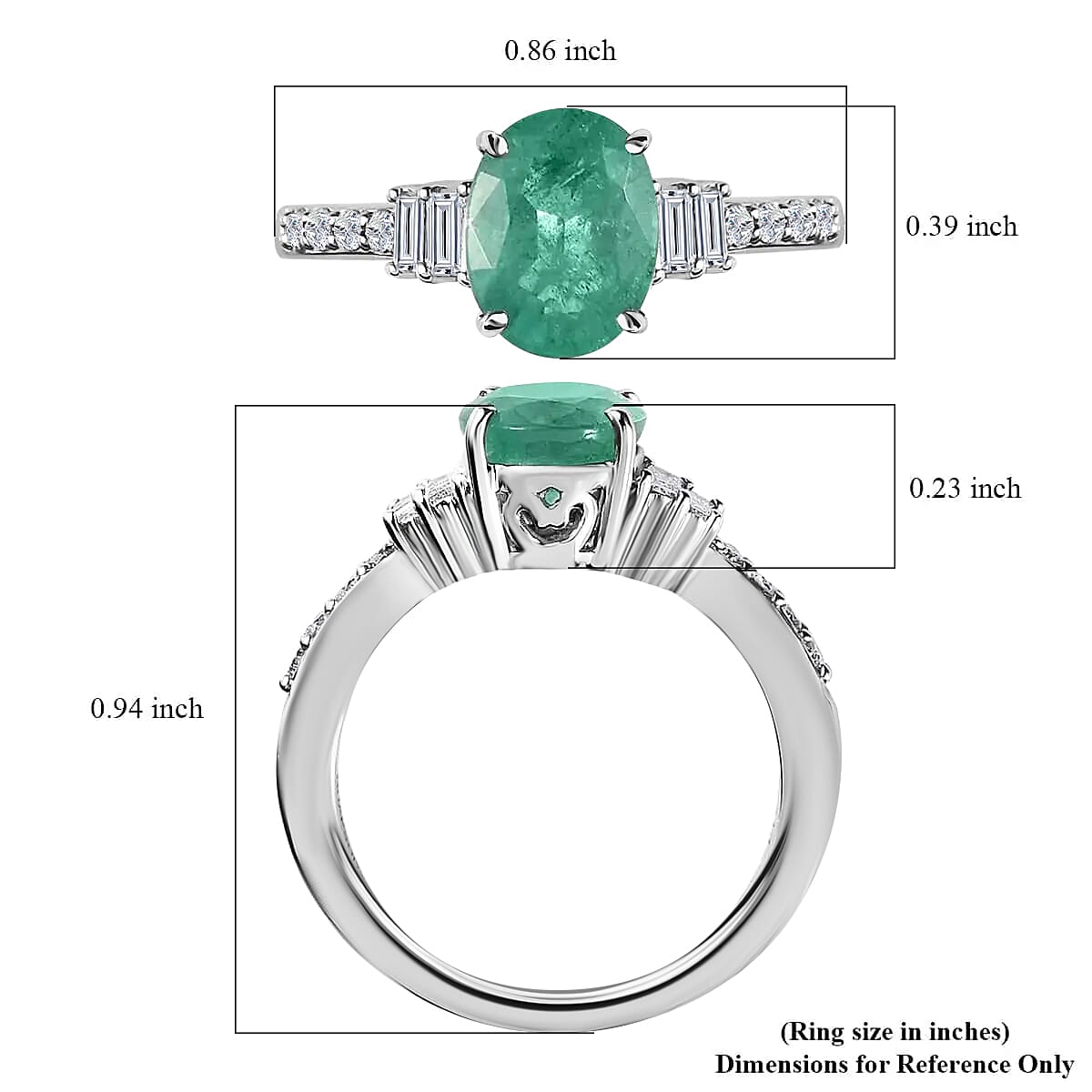 Rhapsody 950 Platinum AAAA Ethiopian Emerald and E-F VS Diamond Ring (Size 10.0) 5.40 Grams 1.90 ctw