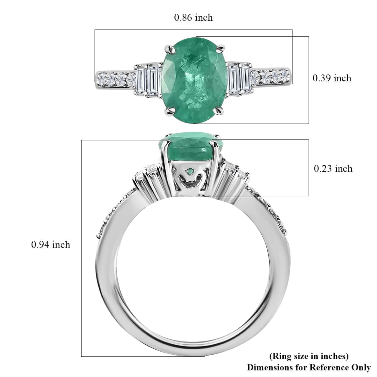 Rhapsody 950 Platinum AAAA Ethiopian Emerald and E-F VS Diamond Ring (Size 10.0) 5.40 Grams 1.90 ctw image number 5