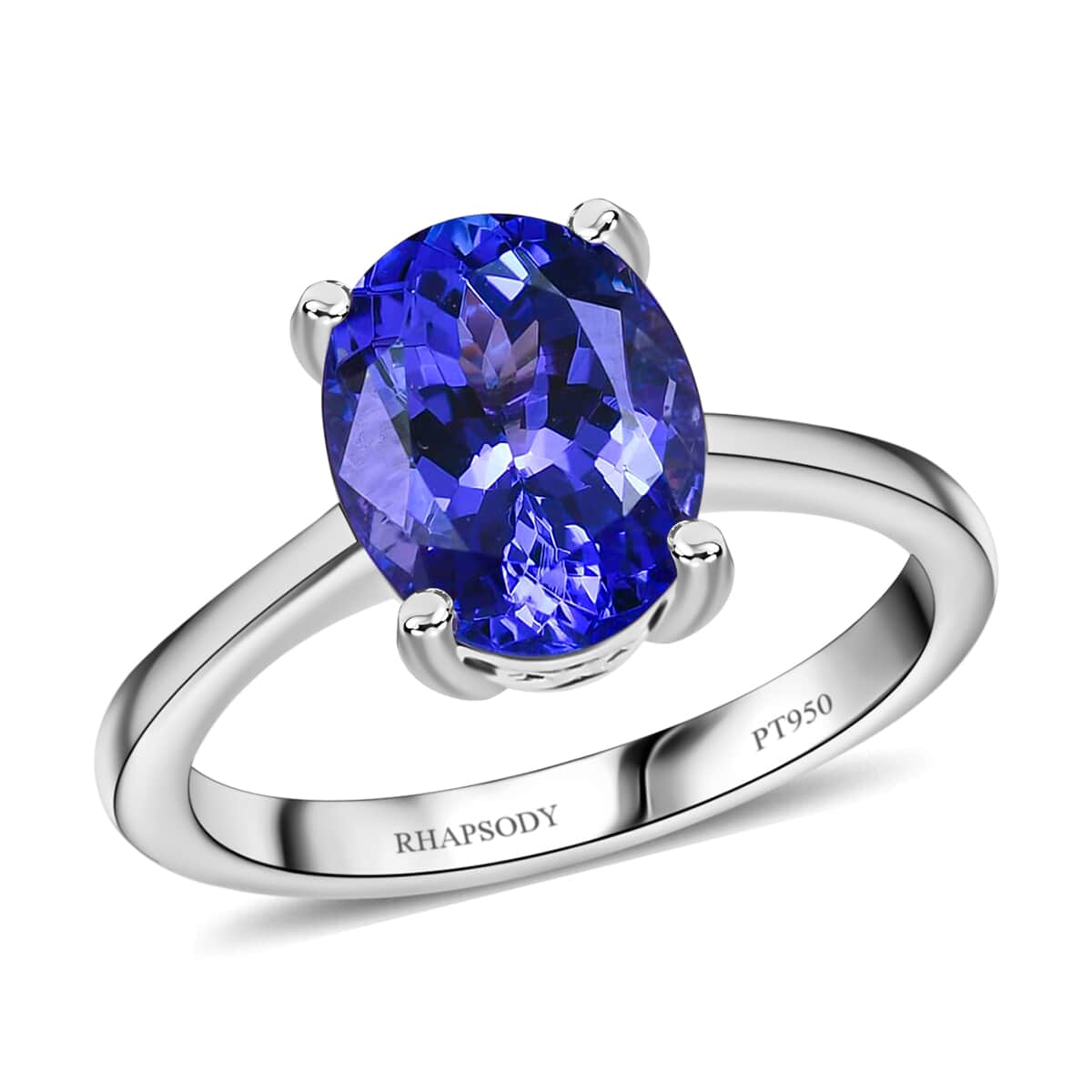 Rhapsody 950 Platinum AAAA Tanzanite Solitaire Ring, Oval Engagement Ring (Size 11.0) 5.25 Grams 3.15 ctw image number 0