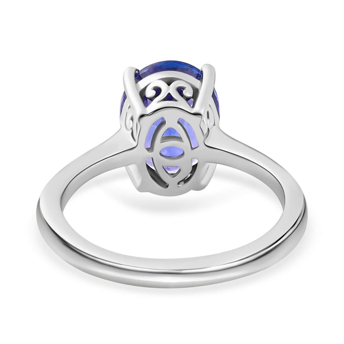 Rhapsody 950 Platinum AAAA Tanzanite Solitaire Ring, Oval Engagement Ring (Size 11.0) 5.25 Grams 3.15 ctw image number 4