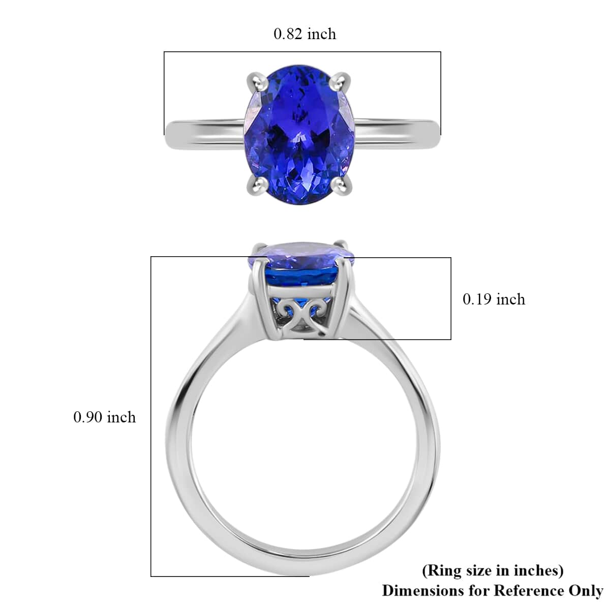Rhapsody 950 Platinum AAAA Tanzanite Solitaire Ring, Oval Engagement Ring (Size 11.0) 5.25 Grams 3.15 ctw image number 5