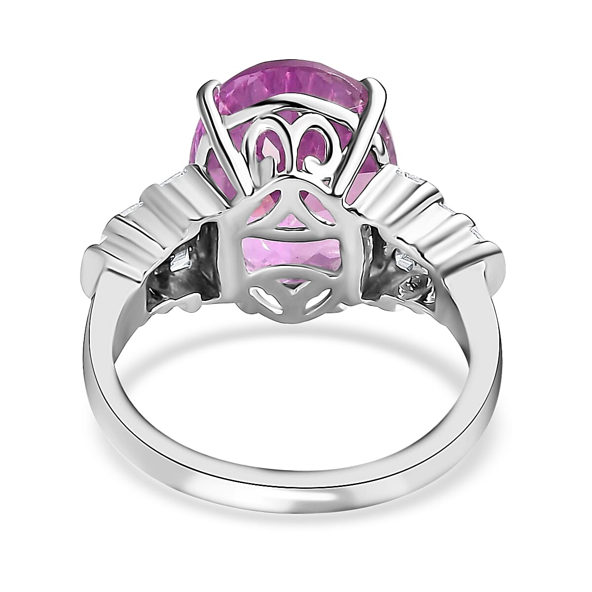 Iliana 18K White Gold AAA Patroke Kunzite and G-H SI Diamond Ring (Size 7.5) 5.90 Grams 7.85 ctw image number 4