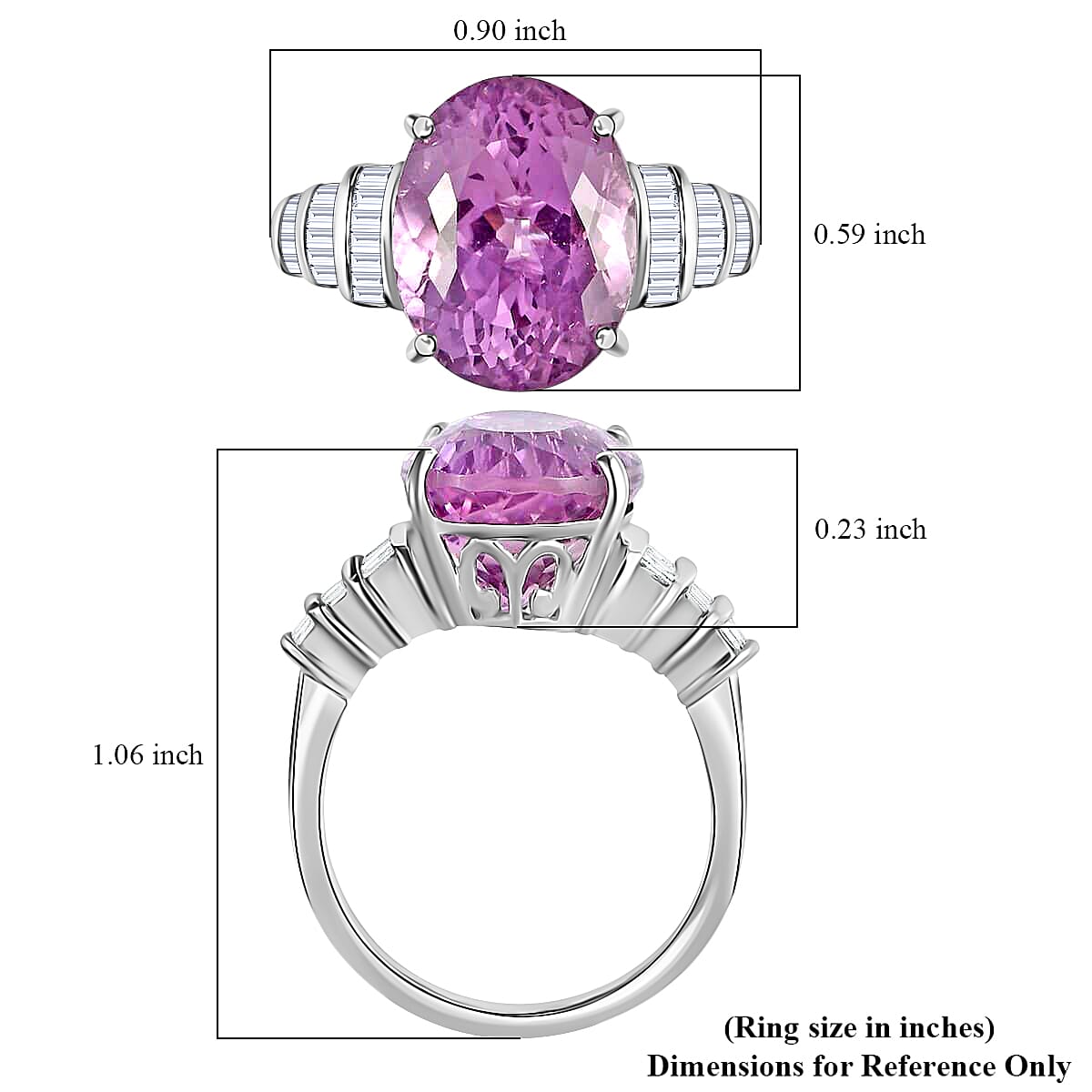 Iliana 18K White Gold AAA Patroke Kunzite and G-H SI Diamond Ring (Size 7.5) 5.90 Grams 7.85 ctw image number 5