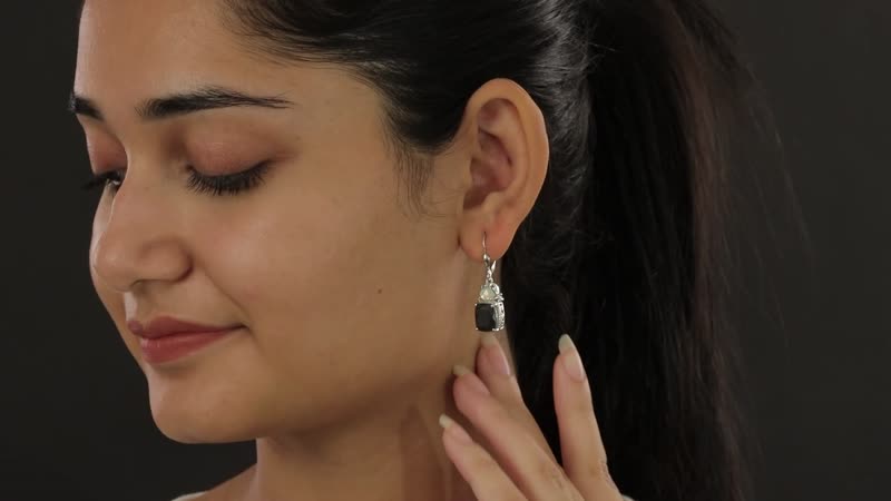 Black Tourmaline and Ethiopian Welo Opal Lever Back Earrings in Platinum Over Sterling Silver 7.60 ctw