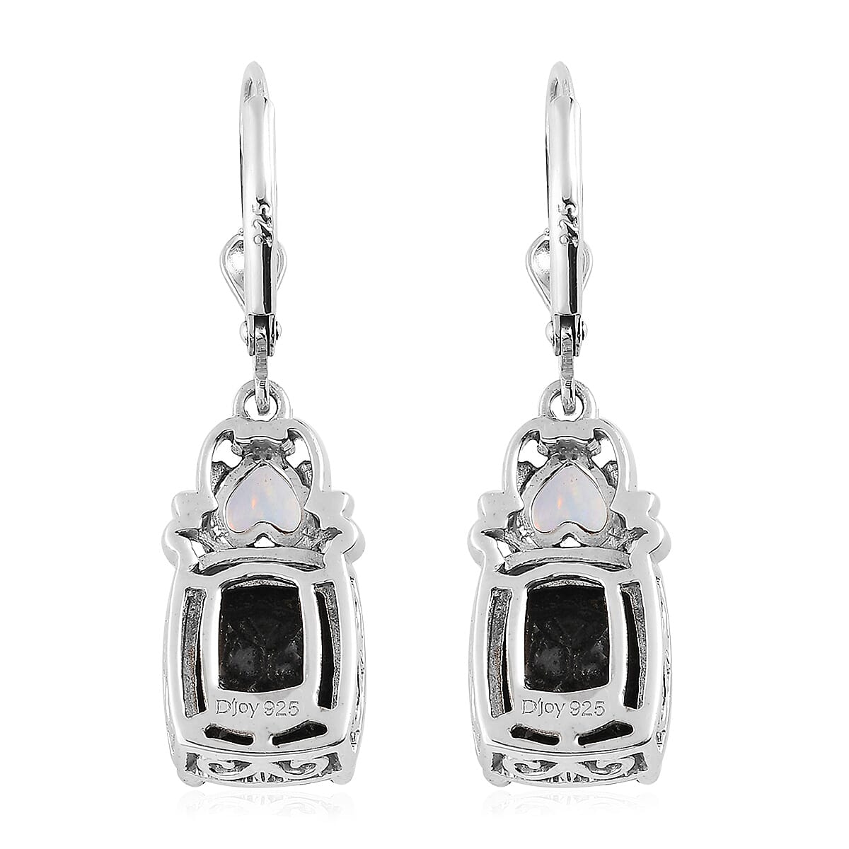 Black Tourmaline and Ethiopian Welo Opal Lever Back Earrings in Platinum Over Sterling Silver 7.60 ctw