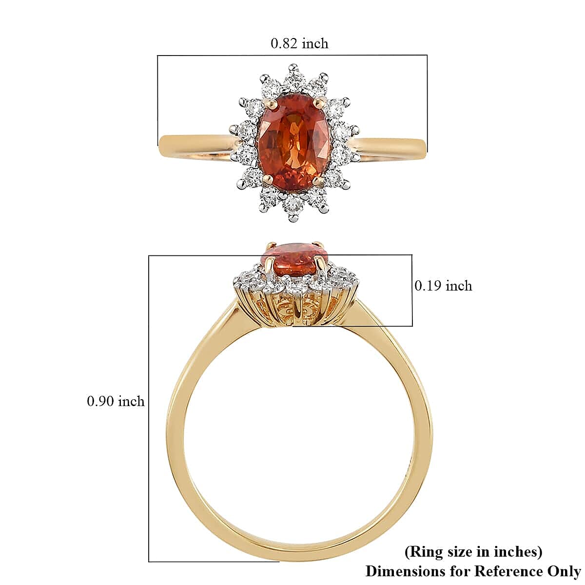 Iliana 18K Yellow Gold AAA Songea Sapphire and G-H SI Diamond Halo Ring (Size 5.5) 1.35 ctw