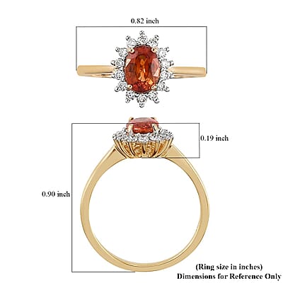 Iliana 18K Yellow Gold AAA Songea Sapphire and G-H SI Diamond Halo Ring (Size 5.5) 1.35 ctw