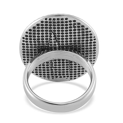 Blue Imperial Jasper 50.00 ctw Oval Ring in Stainless Steel (Size 10.0)