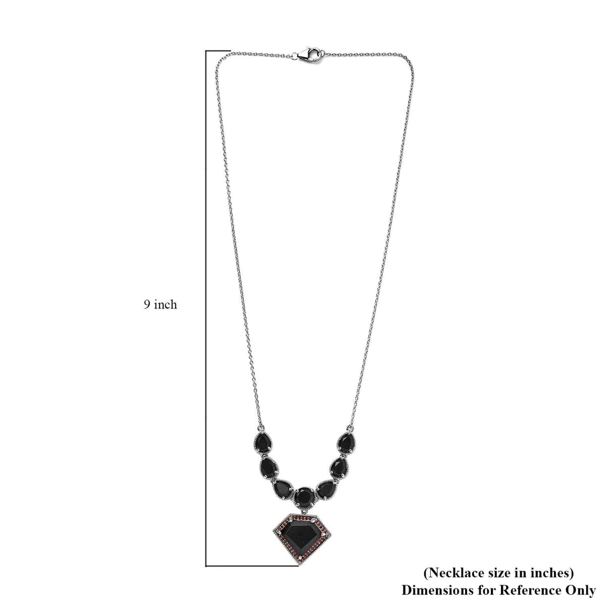 Black Tourmaline and Mozambique Garnet Necklace 18.5 Inches in Platinum Over Sterling Silver 20.65 ctw image number 5