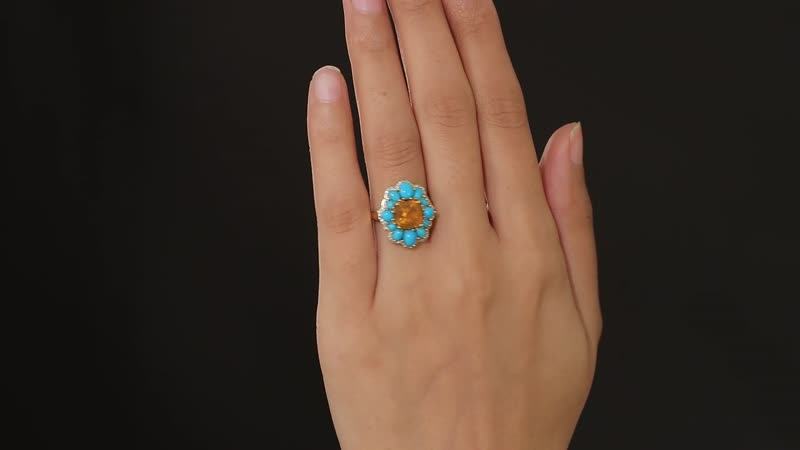 Premium Brazilian Fire Opal, Multi Gemstone Ring in Vermeil YG Over Sterling Silver (Size 10.0) 4.20 ctw