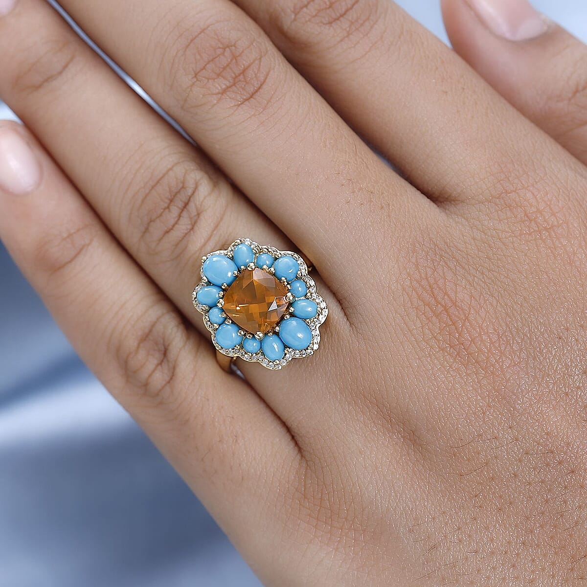 Premium Brazilian Fire Opal, Multi Gemstone Ring in Vermeil YG Over Sterling Silver (Size 10.0) 4.20 ctw image number 2