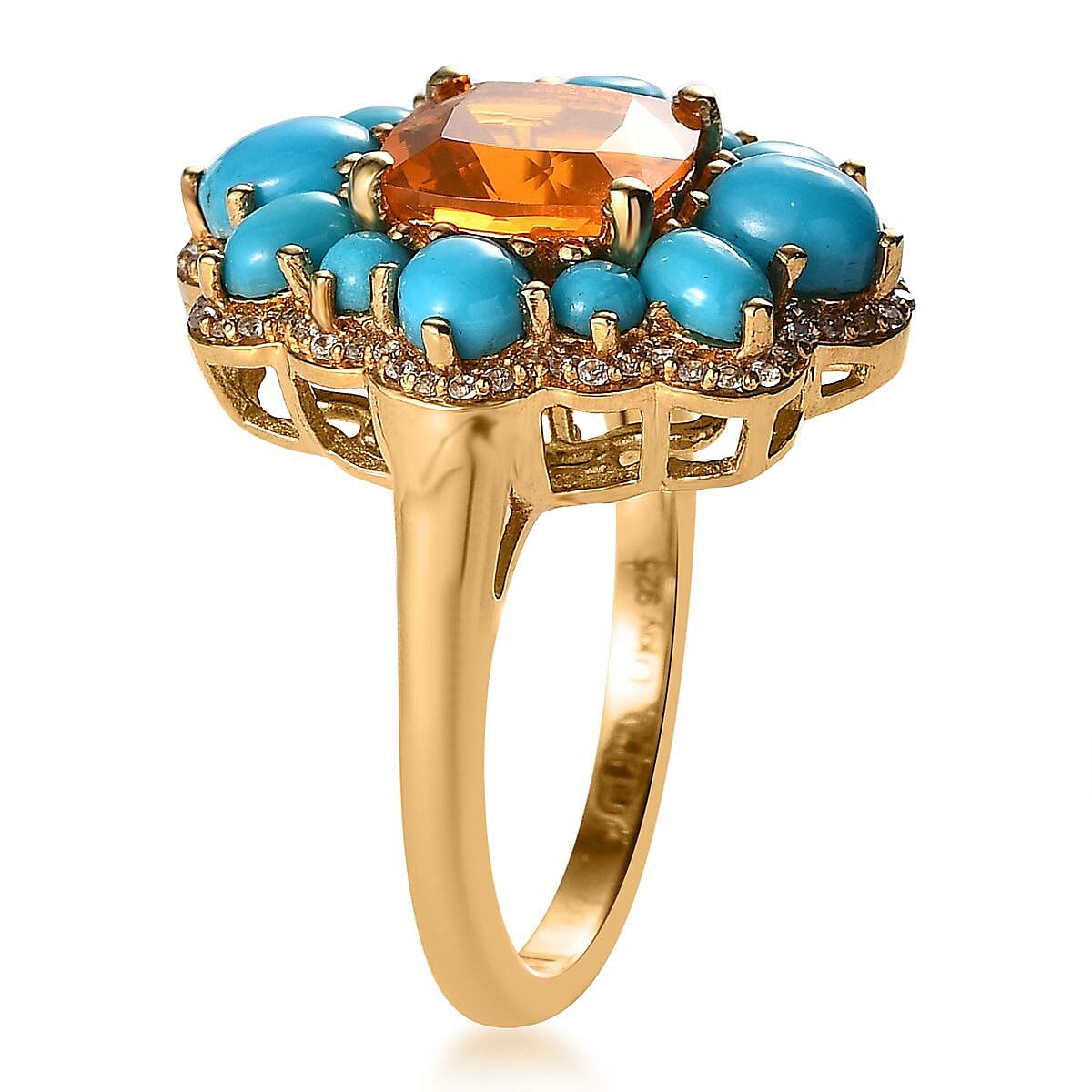 Premium Brazilian Fire Opal, Multi Gemstone Ring in Vermeil YG Over Sterling Silver (Size 10.0) 4.20 ctw image number 3