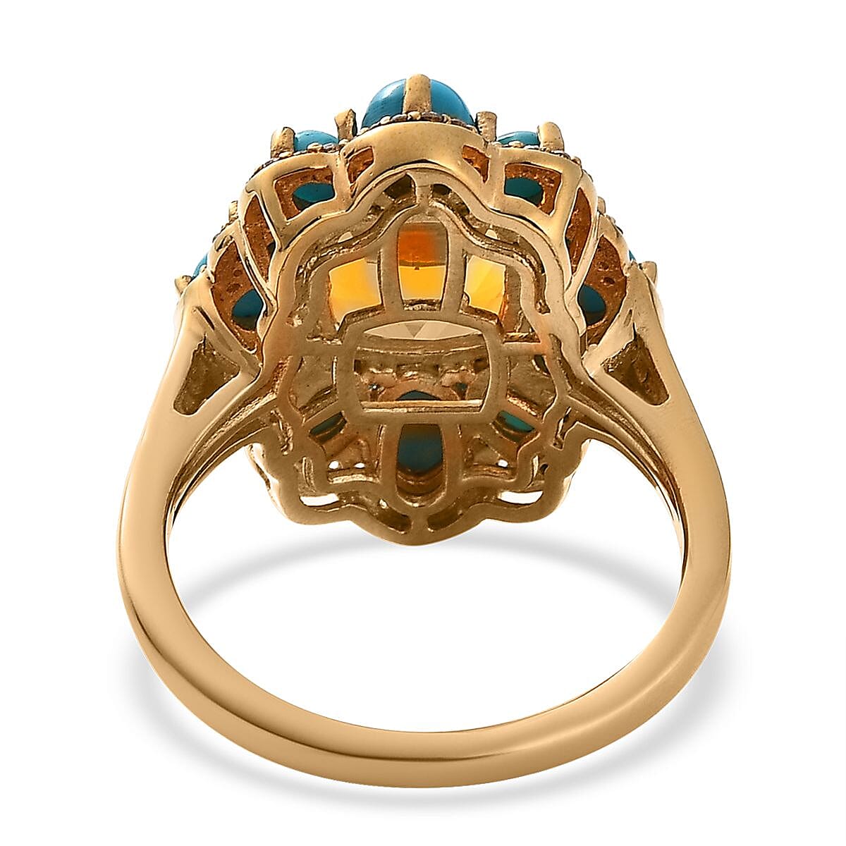 Premium Brazilian Fire Opal, Multi Gemstone Ring in Vermeil YG Over Sterling Silver (Size 10.0) 4.20 ctw image number 4