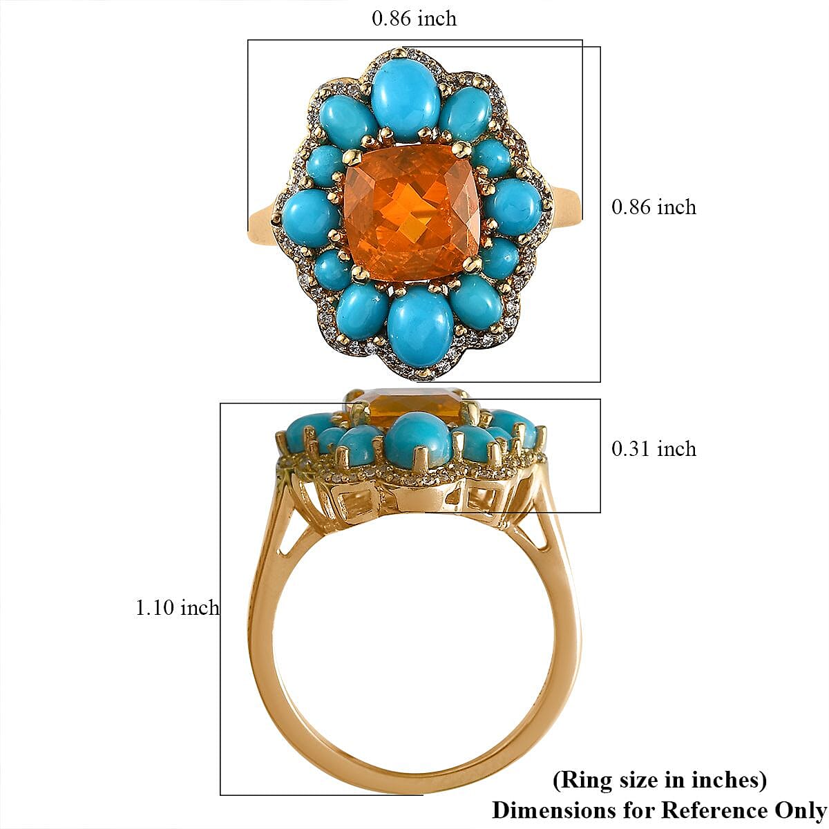 Premium Brazilian Fire Opal, Multi Gemstone Ring in Vermeil YG Over Sterling Silver (Size 10.0) 4.20 ctw image number 5