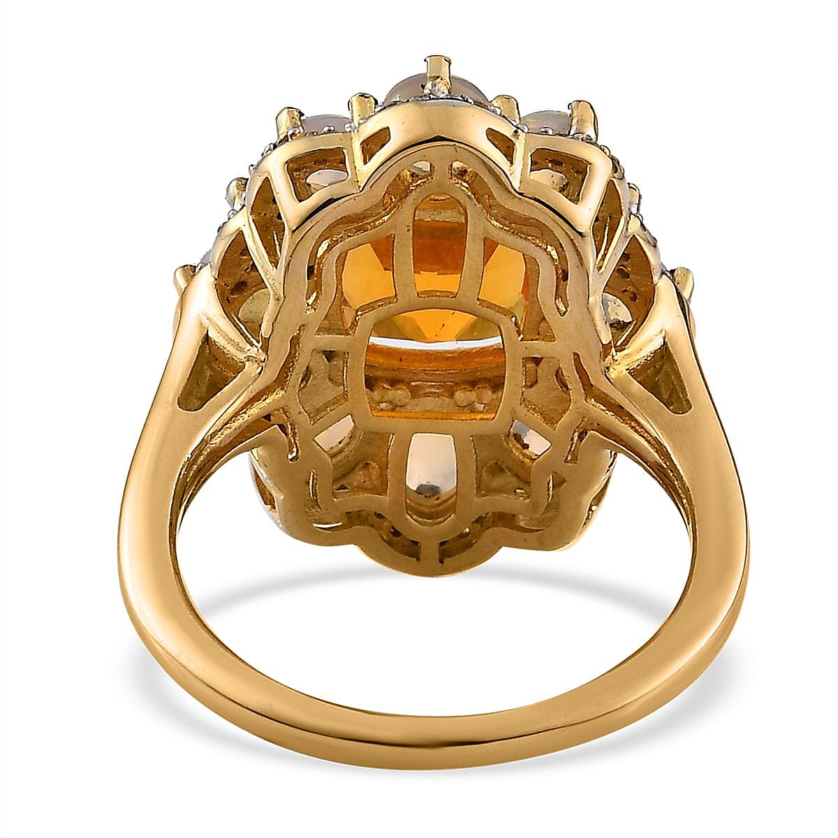 Premium BURITI Fire Opal and Multi Gemstone Floral Ring in Vermeil Yellow Gold Over Sterling Silver (Size 6.0) 3.25 ctw image number 5