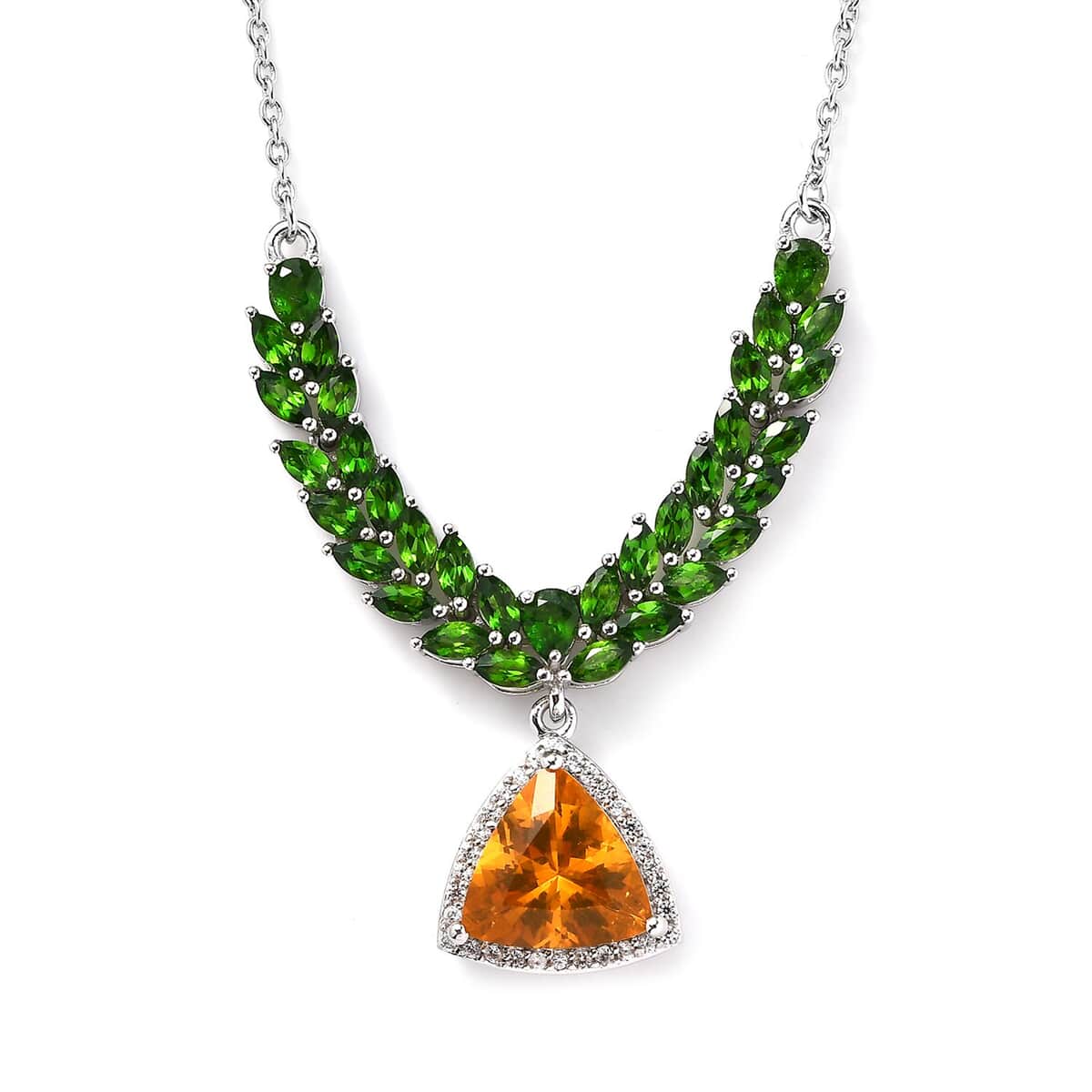 Premium BURITI Fire Opal and Multi Gemstone Necklace 18 Inches in Platinum Over Sterling Silver 5.75 ctw image number 0